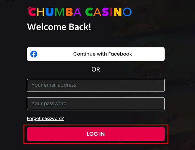 Chumba Casino login page, Chumba login, Chumba account steps