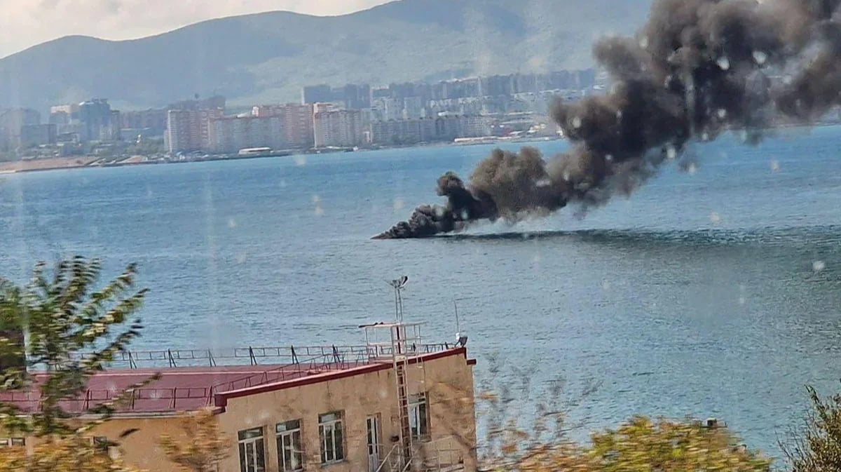 Novorossiisk port area after reported drone strike killed two