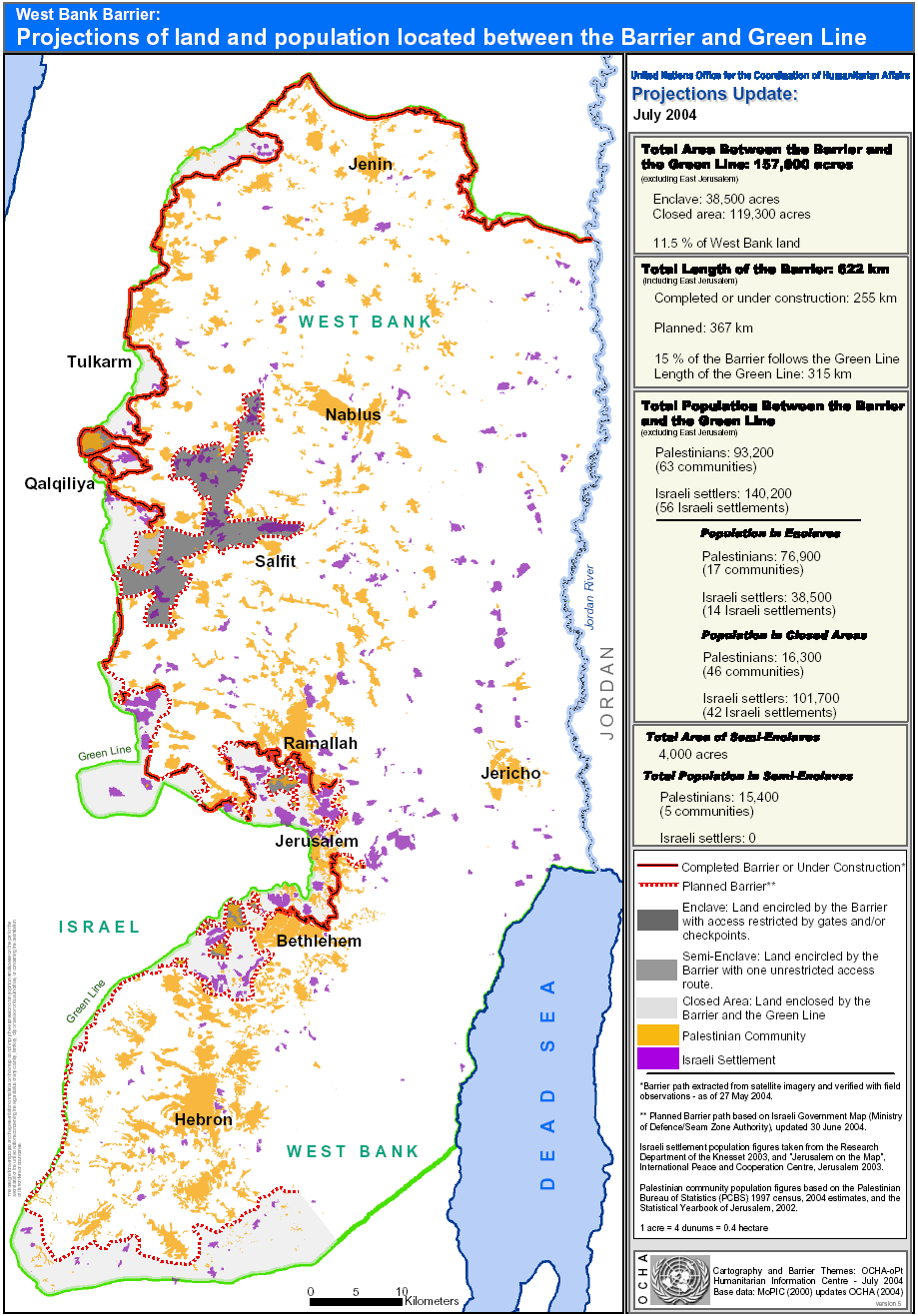 UN OCHA map showing aid access routes, closures, and denial rates in Gaza