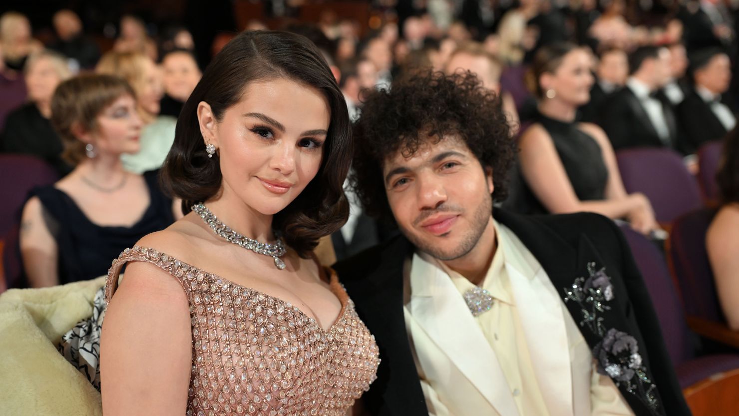 Selena Gomez and Benny Blanco share wedding portraits on a coastal lawn after a private ceremony in California