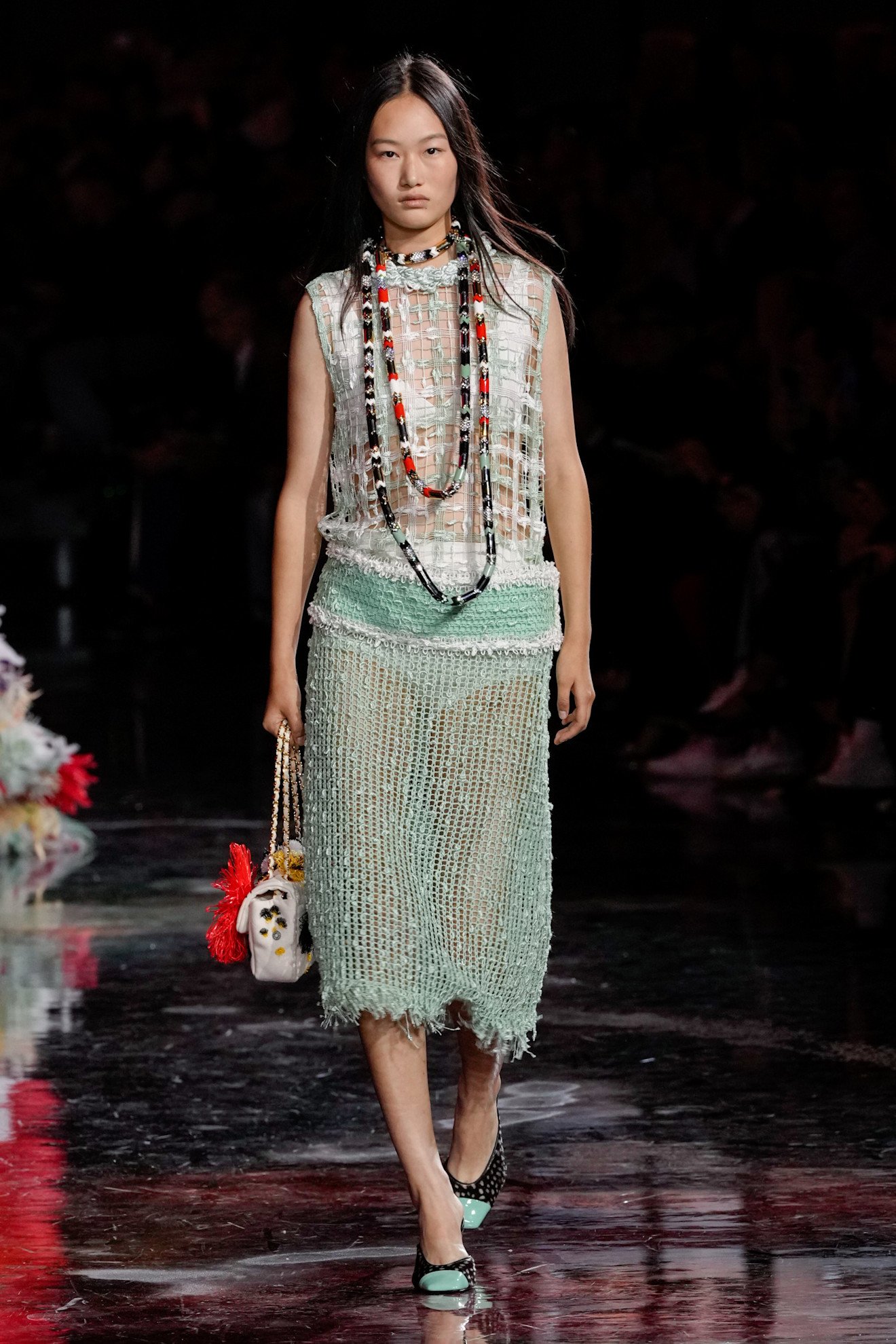Chanel bag with softened finish and ovalized hardware on the Paris runway