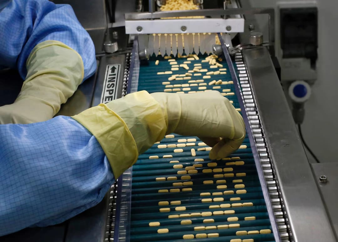 Pharmaceutical manufacturing line with blister packs amid tariff uncertainty