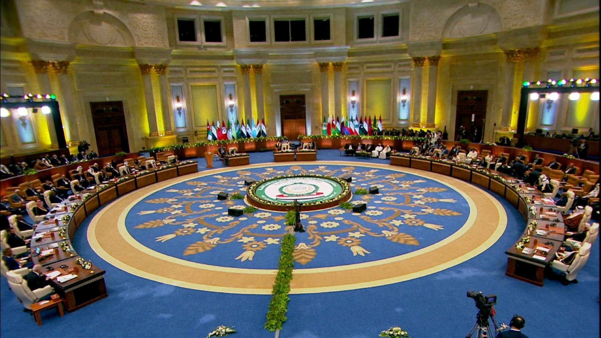 Interior view of a plenary hall in Sharm El Sheikh prepared for high level sessions.