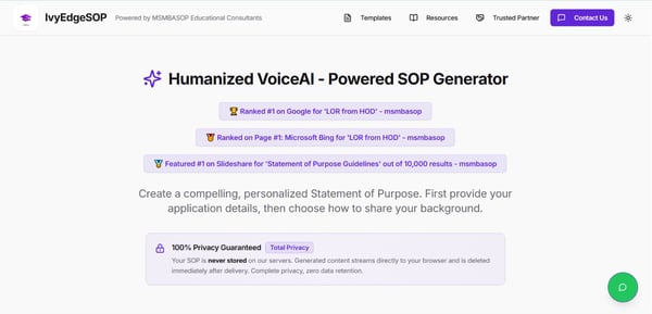 IvyEdgeSOP Revolutionizes SOP Writing for Indian Students with AI - Powered platform