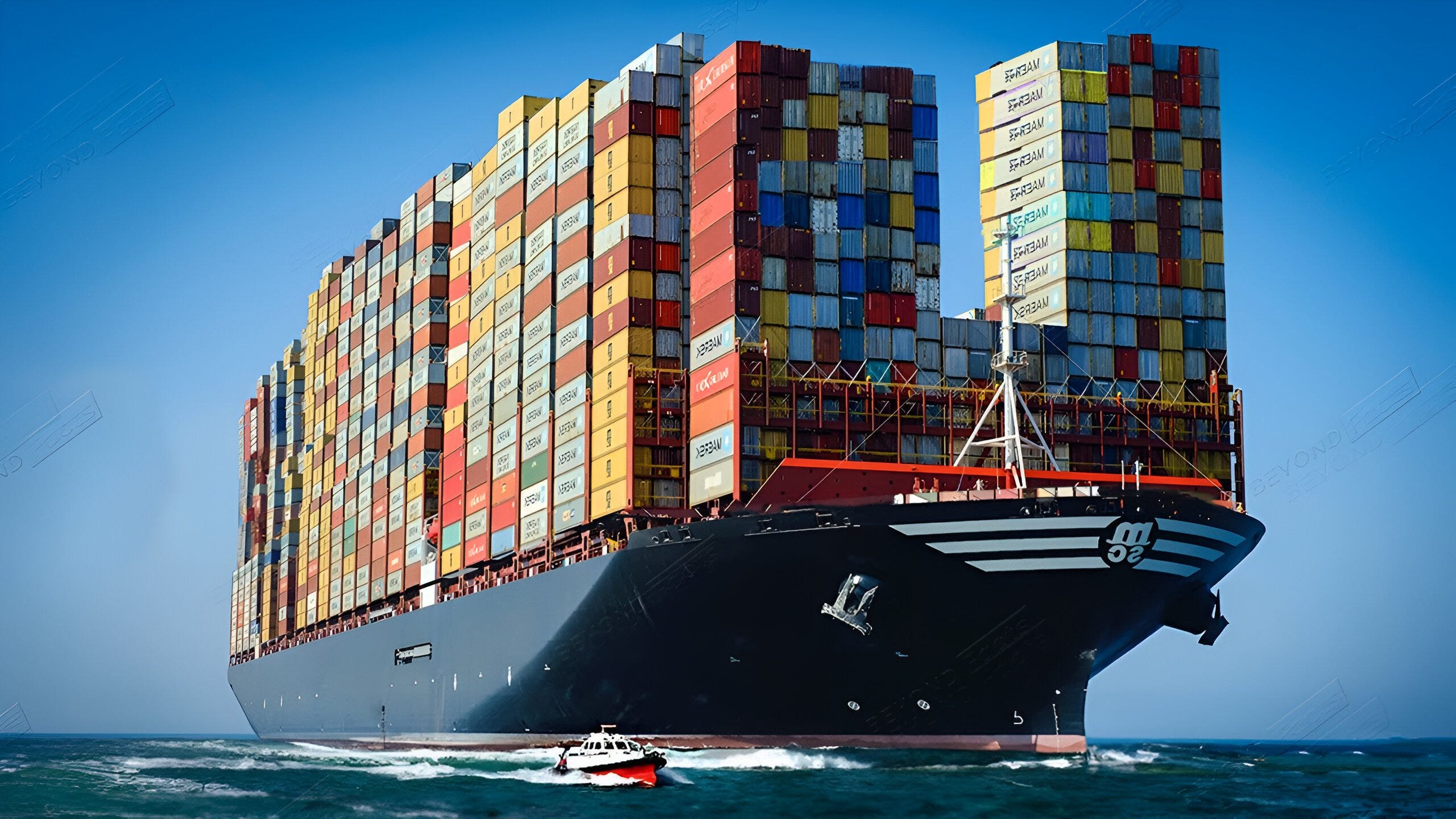 Container ship near port, symbolizing seafood trade embargo between China and Japan