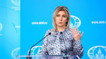 Maria Zakharova speaking at the Russian Foreign Ministry media forum in 2025