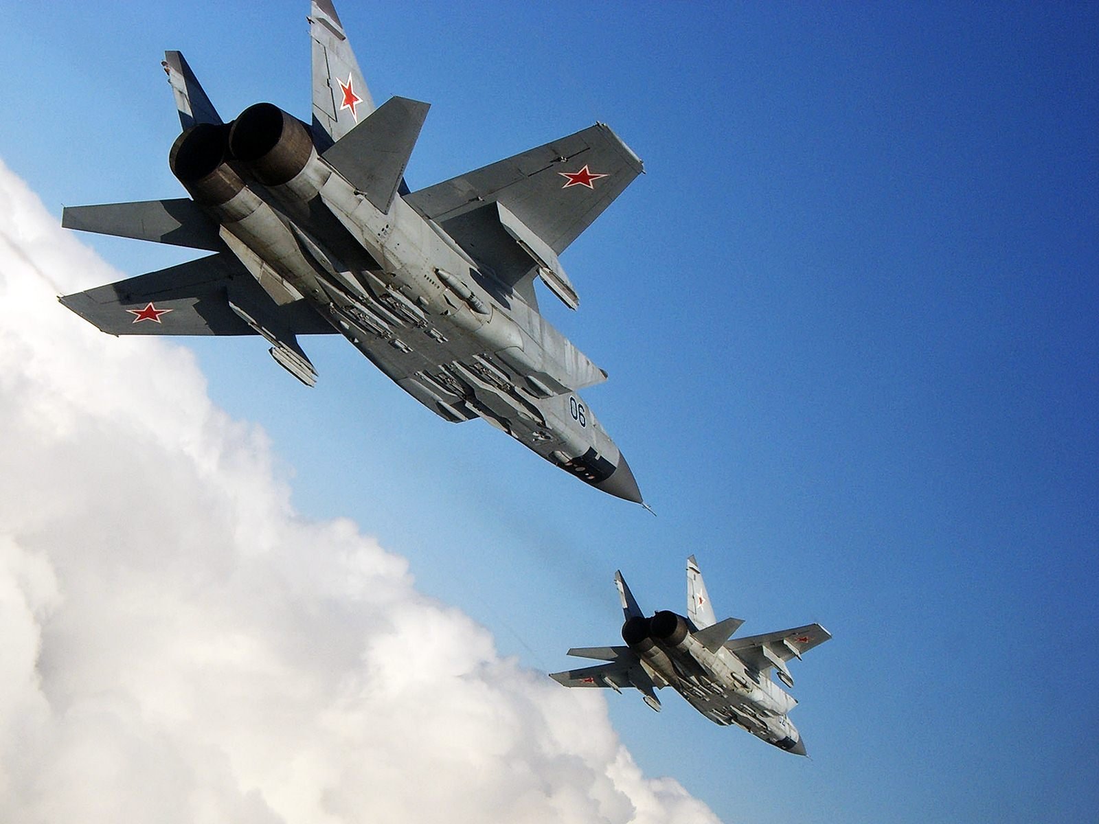 MiG-31 supersonic fighter jet in flight
