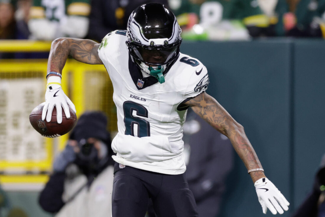 Philadelphia Eagles quarterback throwing pass in NFL 2025 season