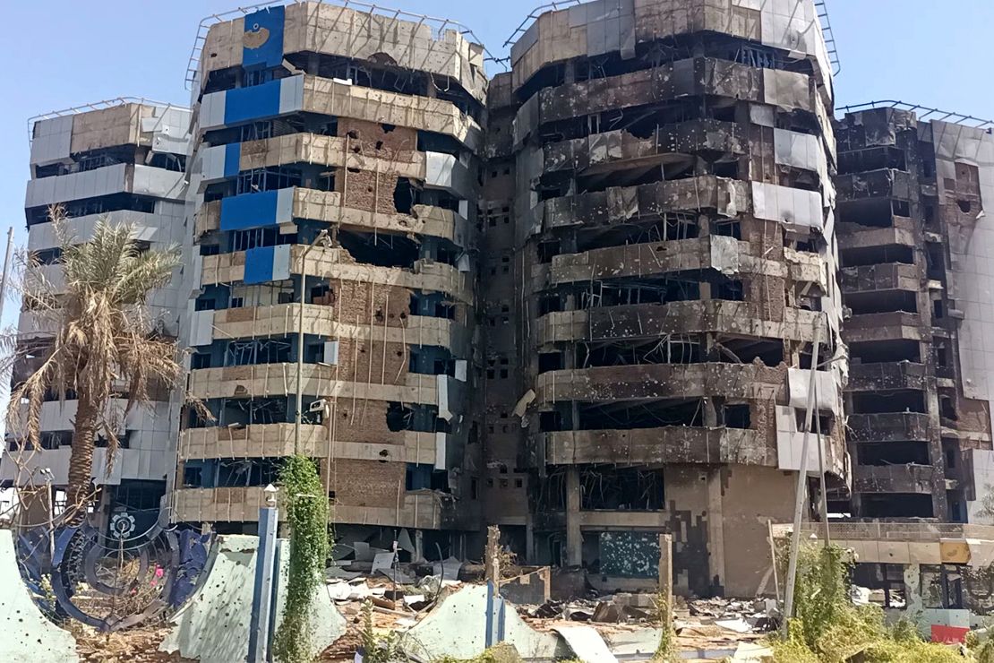 Destruction in El Fasher showing damaged buildings and debris following RSF militia takeover and massacre