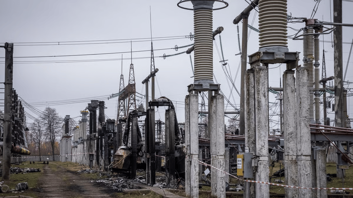 Damaged Ukrainian energy infrastructure and power grid facilities after Russian missile and drone attacks