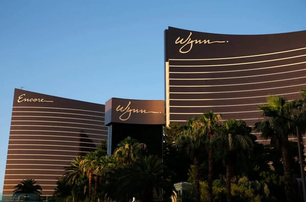 Wynn Las Vegas building at night during federal investigation into a $130 million forfeiture