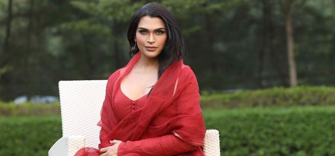 Portrait of Saisha Shinde, India's first openly transgender fashion designer at Lakme Fashion Week