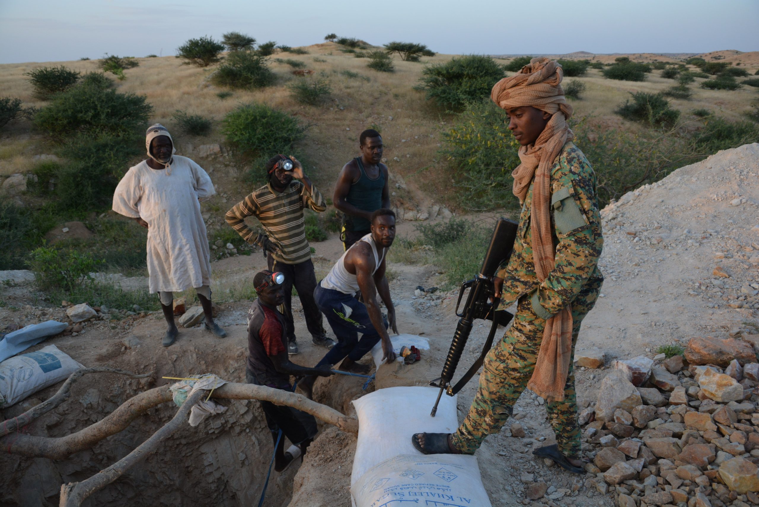 Artisanal gold miners at a collapsed mining site in South Kordofan amid Sudan civil war