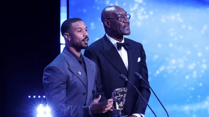 Michael B. Jordan and Delroy Lindo presenting at the 2026 BAFTA Film Awards