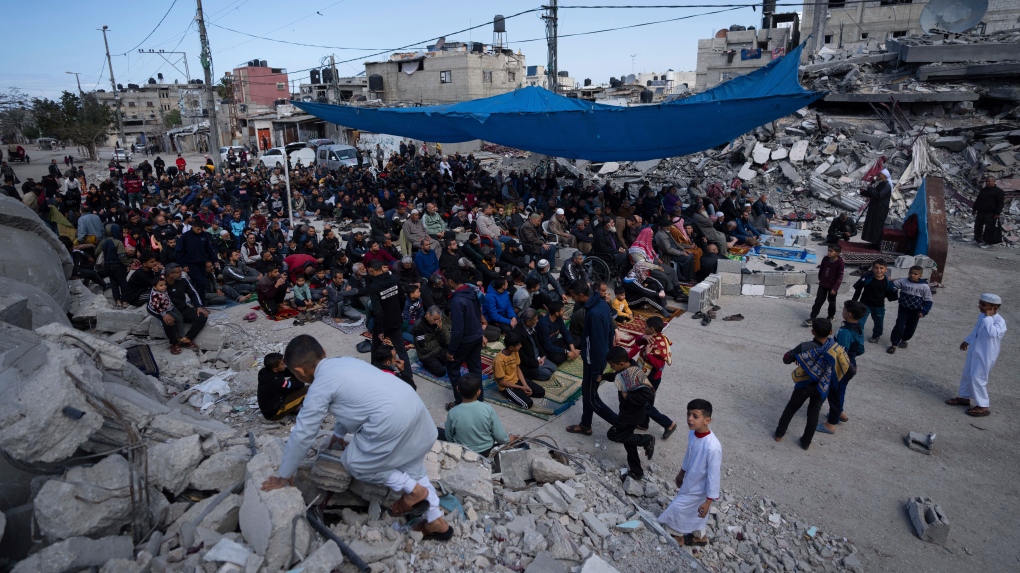 Destroyed buildings in Gaza during Ramadan after Israeli airstrikes backed by Western governments