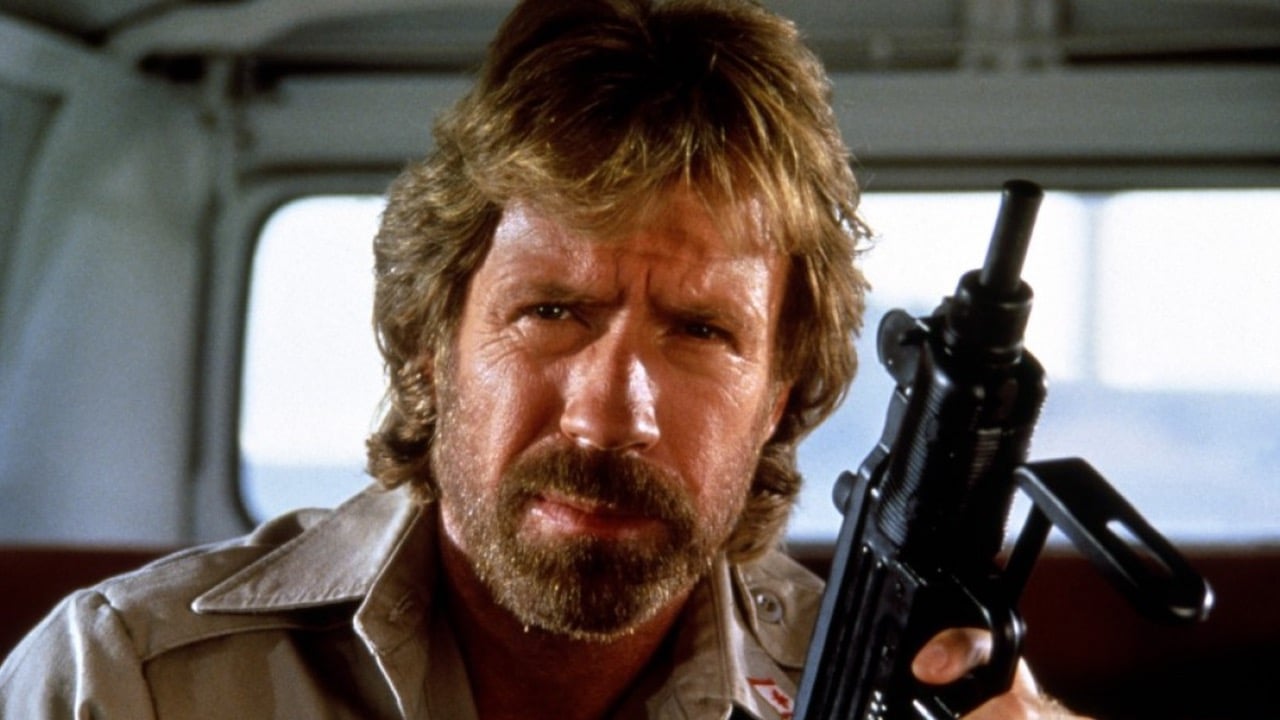 Chuck Norris as Walker Texas Ranger in iconic action scene