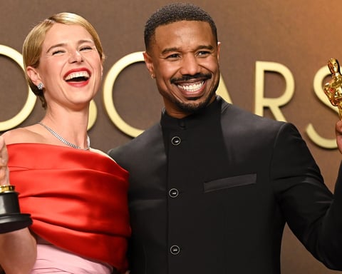 Michael B Jordan and Jessie Buckley celebrate Best Actor and Best Actress wins at the 2026 Oscars