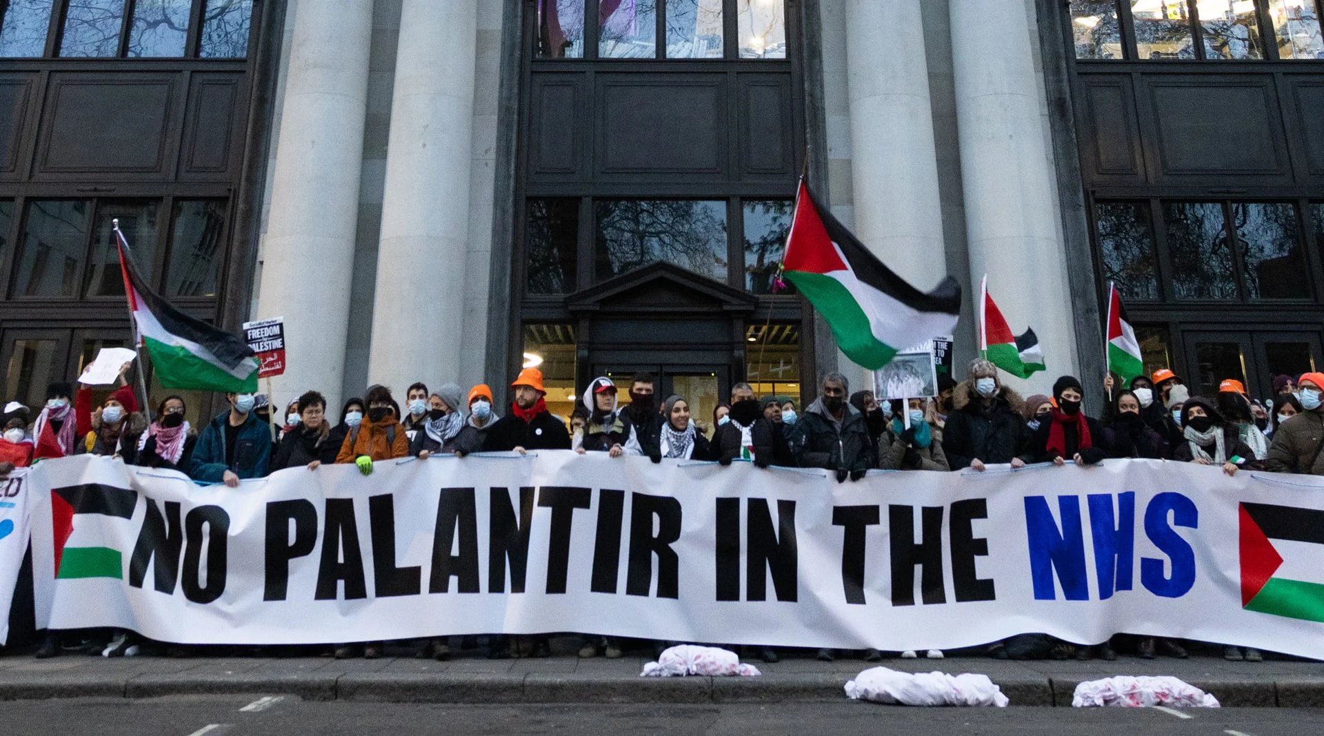 Protest against Palantir NHS contract over Gaza genocide concerns