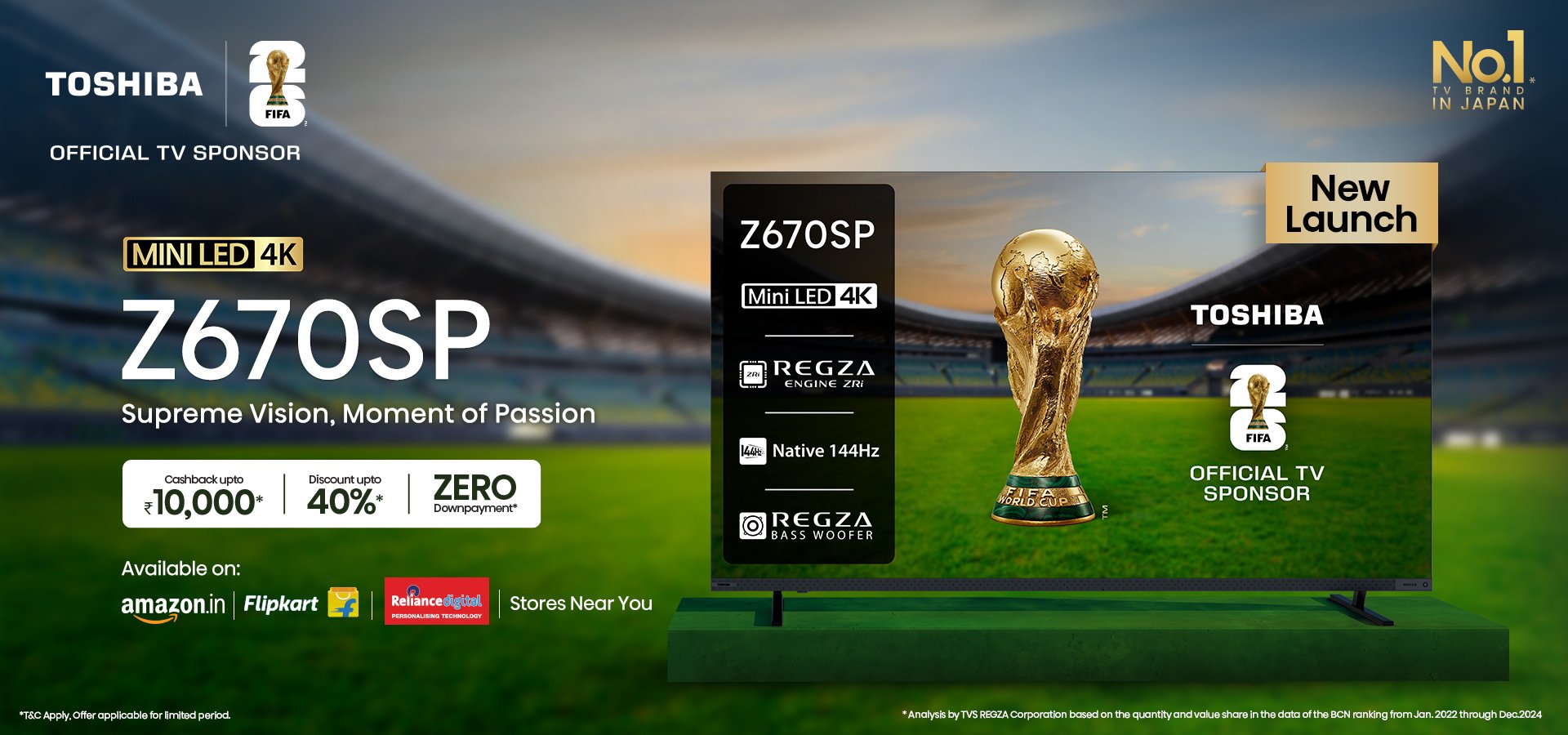 Toshiba Unveils Z670SP Series, Its First MiniLED TV Range with Front Firing Speakers, 144Hz Performance, and REGZA Intelligence