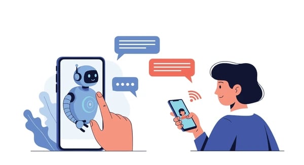 Cancer patient using AI chatbot on smartphone for medical advice