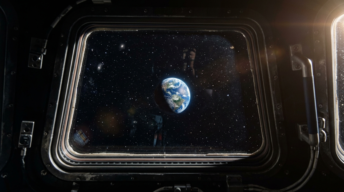 Earth seen from Orion spacecraft during Artemis II lunar flyby