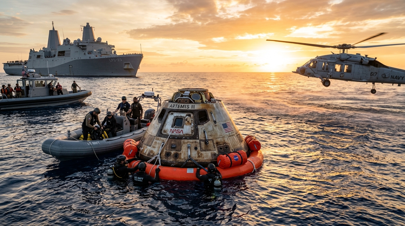 NASA Orion capsule recovered by Navy after Artemis II splashdown