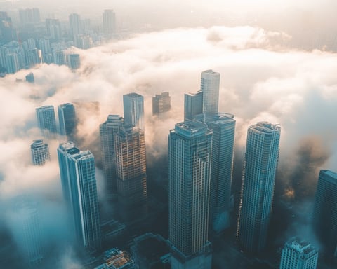 Dense pollen clouds over city skyline showing worsening allergy season linked to climate change and air pollution in 2026