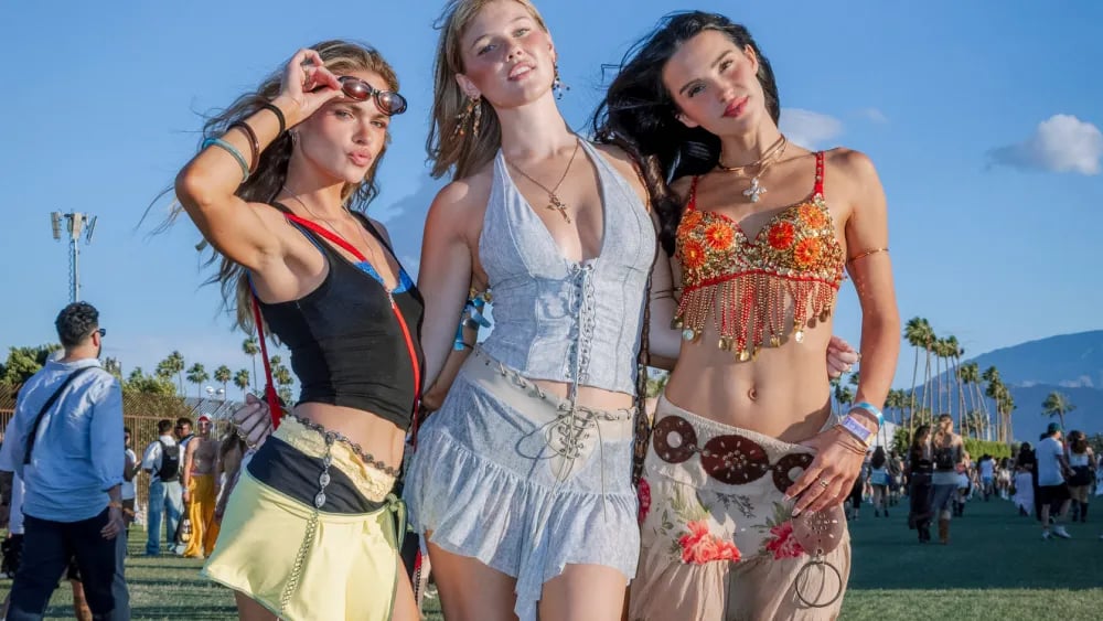 Coachella 2026 fashion trends showing boho revival with crochet, fringe, and celebrity street style