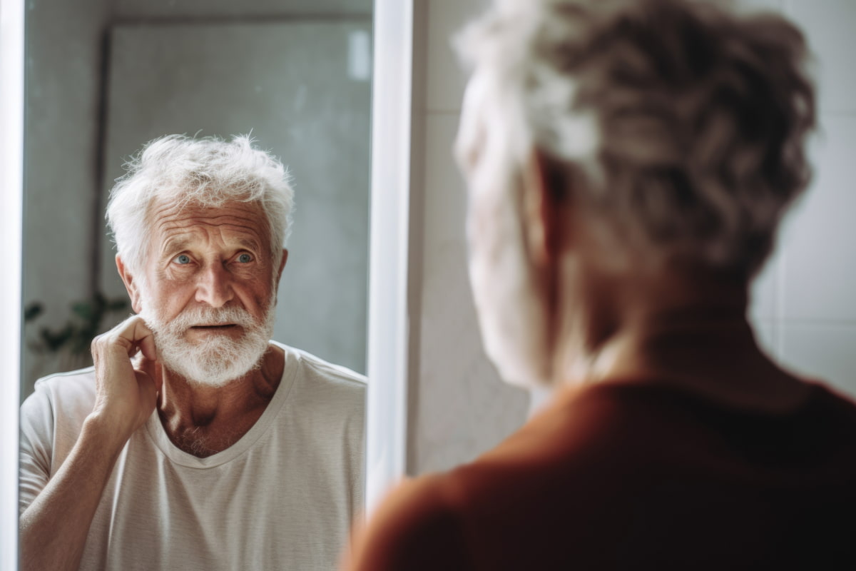 Lifestyle Choices and Dementia Risk Elderly person reflecting on memory and dementia risk linked to diet