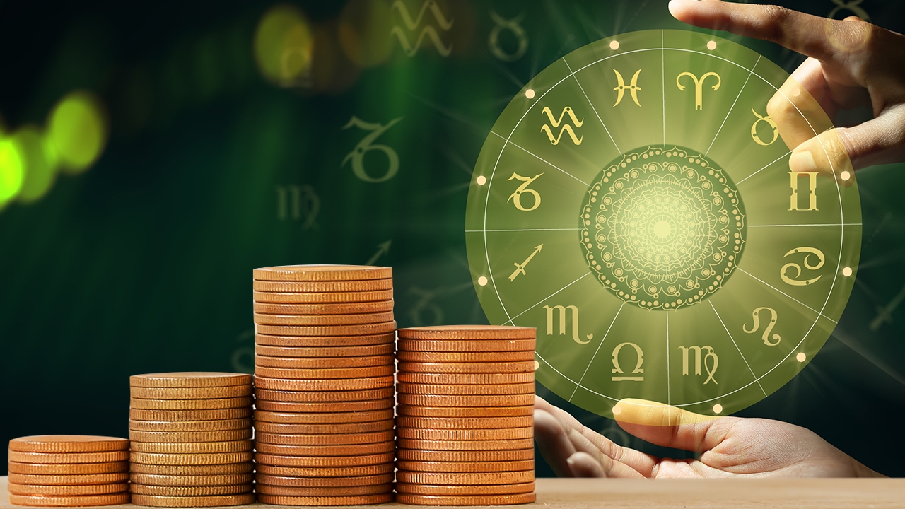 Financial horoscope concept showing money decisions and risk