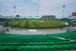 Empty stands at Gaddafi Stadium in Lahore during a PSL 2026 match between Lahore Qalandars and Hyderabad Kingsmen, March 26, 2026.