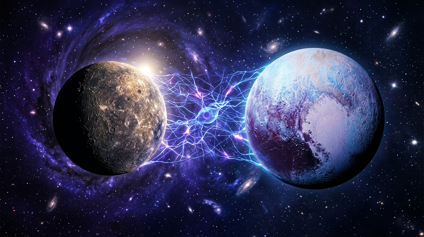 Mercury Pluto alignment representing psychological depth in astrology