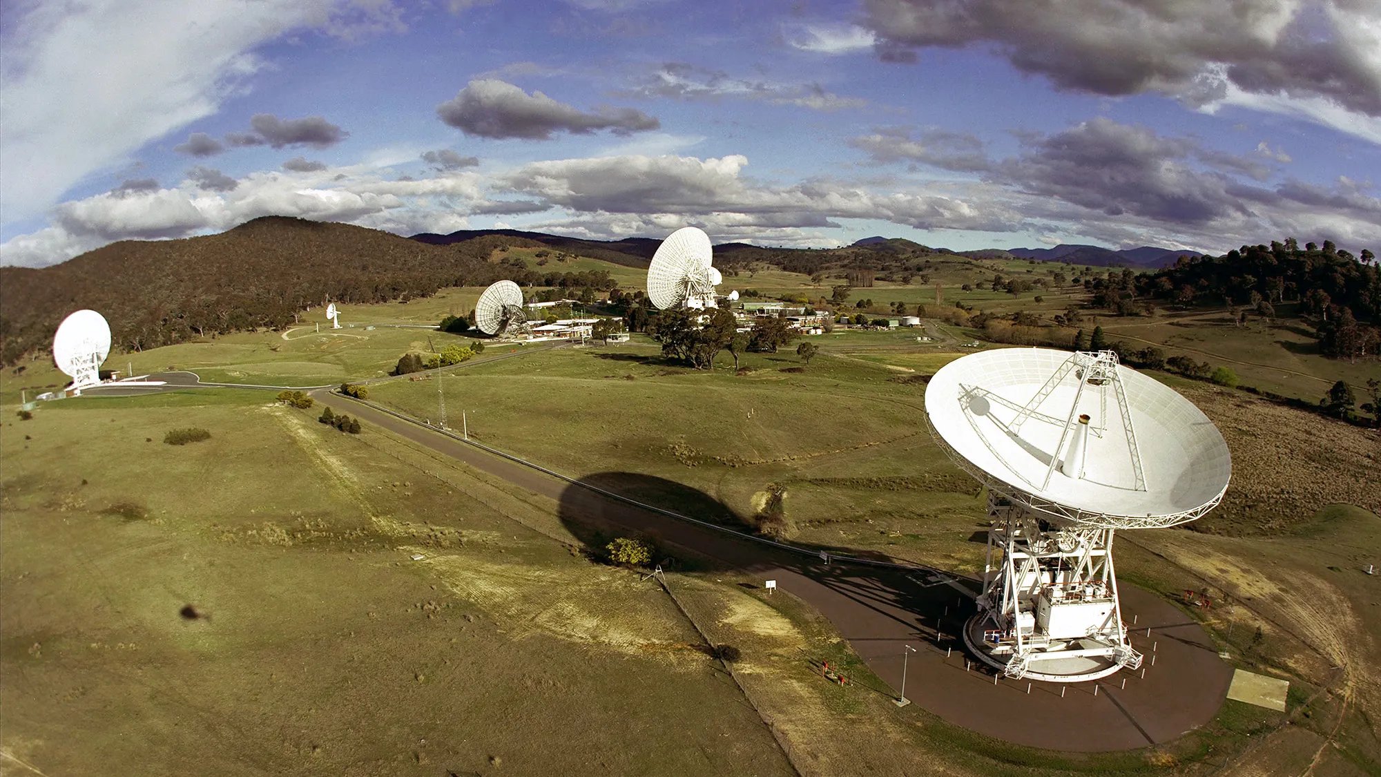 NASA Deep Space Network antenna communicating with Voyager 1 across interstellar space