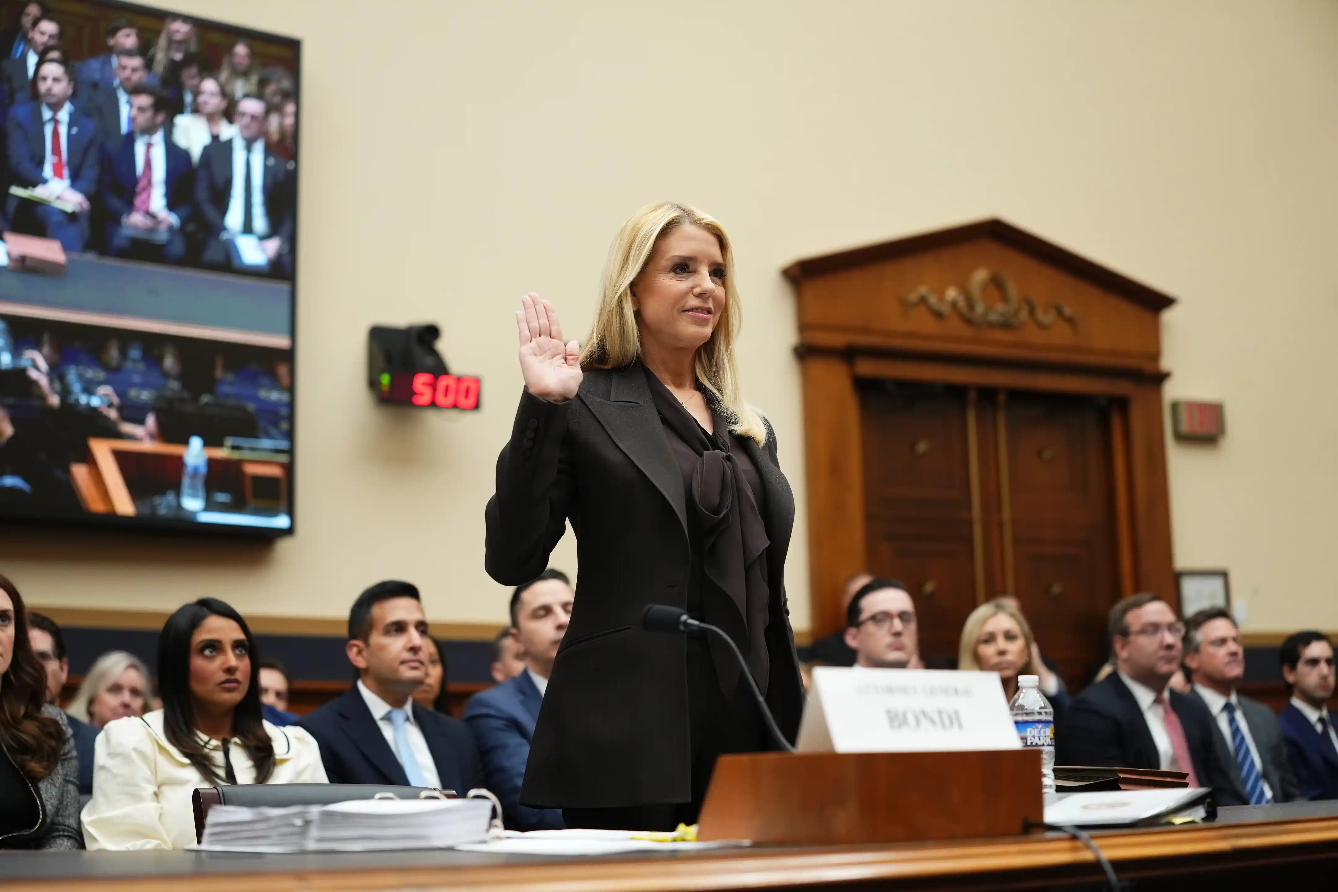 DOJ building and congressional hearing on Epstein Files controversy