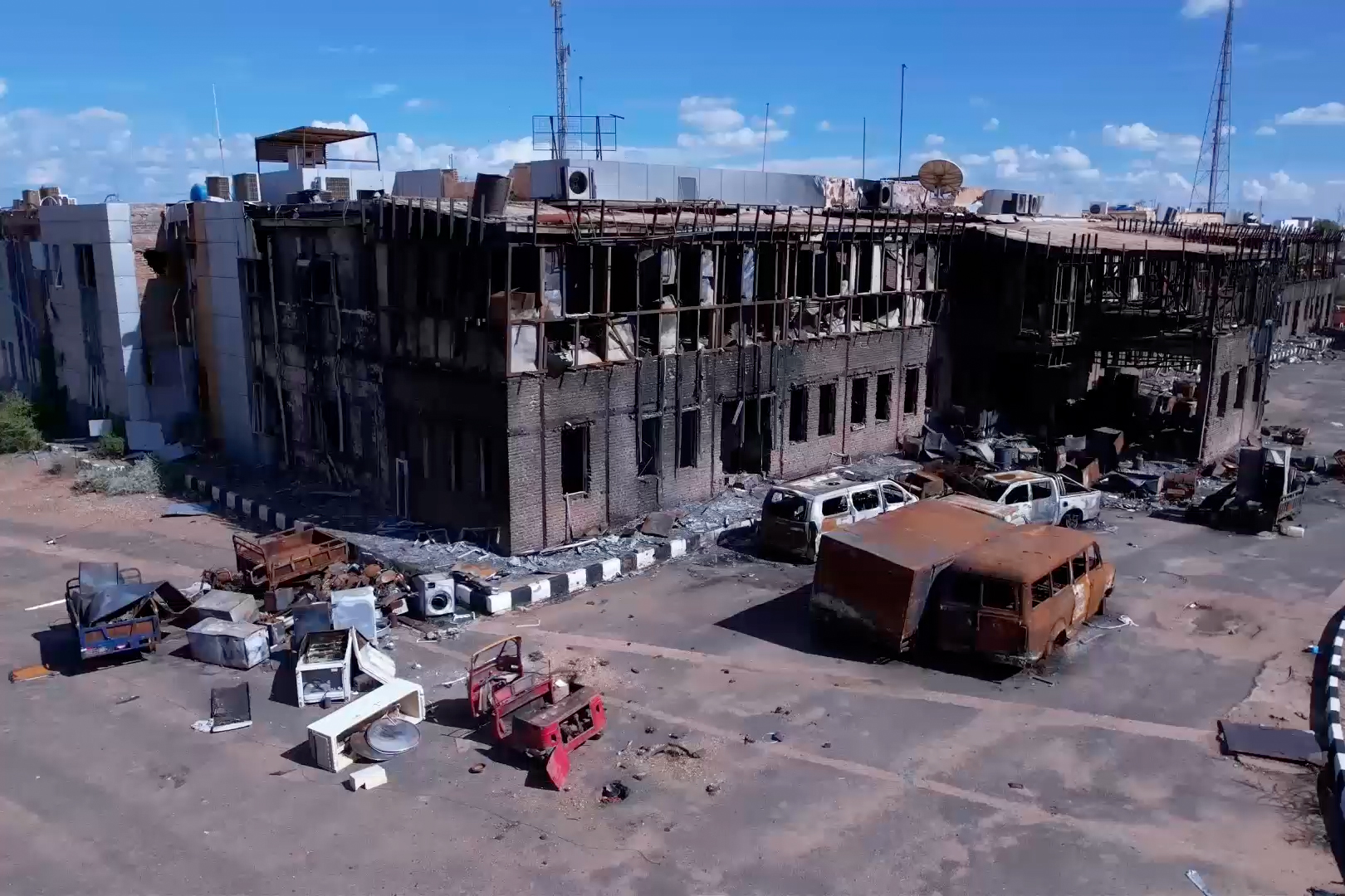 Sudan Healthcare System Collapses Under Repeated Attacks Damaged hospital facility after repeated attacks in Sudan conflict