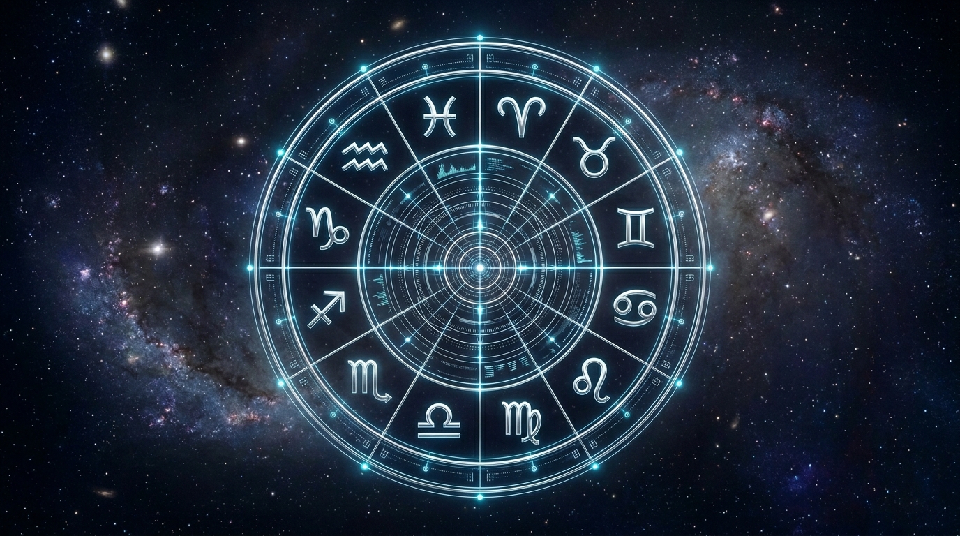 Zodiac wheel showing astrology signs and horoscope structure