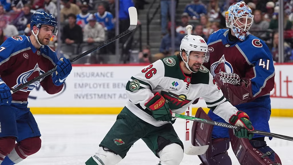 Nathan MacKinnon celebrates dramatic game-tying goal against Minnesota Wild in Game 5