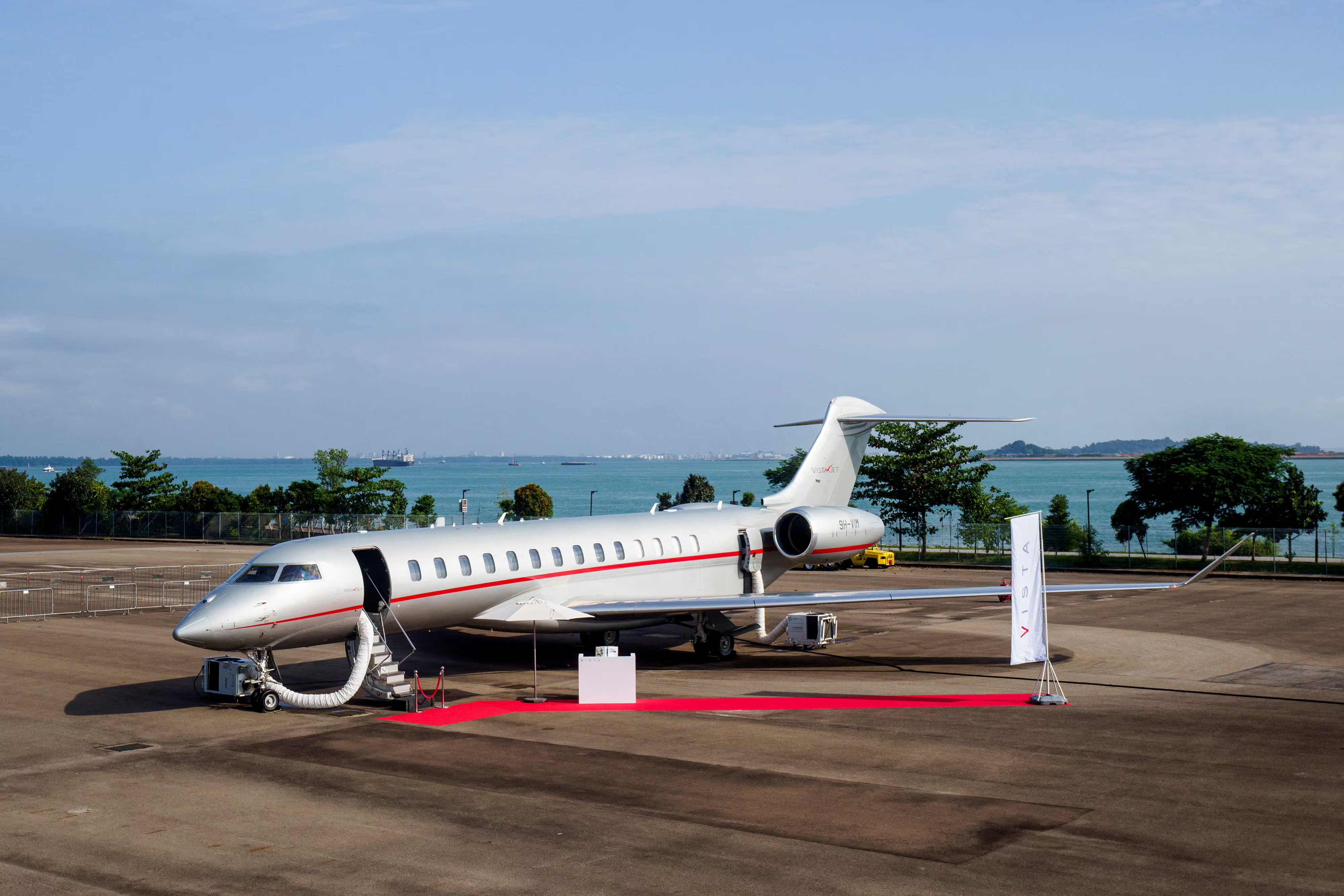 Private jet parked at Shanghai airport highlighting China business aviation sector