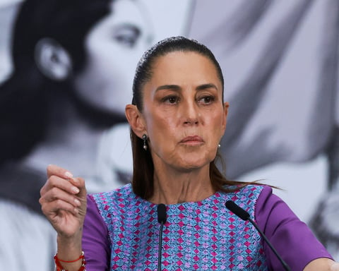 Mexican President Claudia Sheinbaum speaks at a press conference amid the Sinaloa cartel corruption case