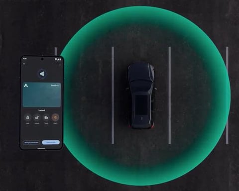 Google Wallet digital car key sharing feature on Android smartphone unlocking a vehicle
