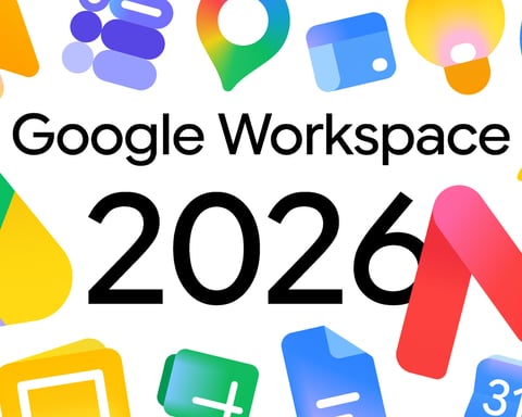 Google Workspace apps showing new gradient icon redesign for Gmail, Drive, Docs, Sheets, and Calendar in 2026 update