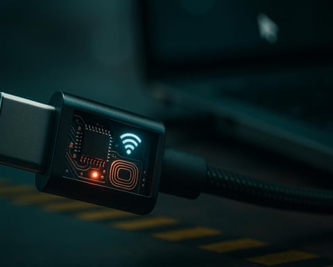Hacknect USB cable hiding ESP32-S3 wireless hacking hardware inside connector