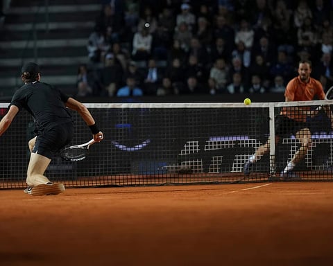 Jannik Sinner celebrating after defeating Daniil Medvedev in Rome semifinal at Italian Open 2026