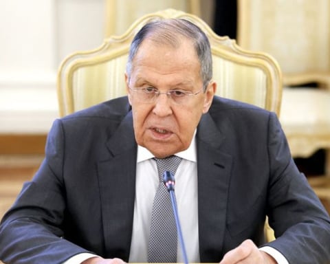 Sergey Lavrov speaking at BRICS summit in New Delhi defending Cuba and criticizing Western sanctions