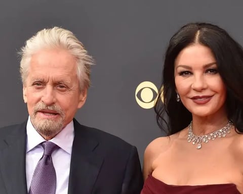 Michael Douglas and Catherine Zeta-Jones standing together at a film event