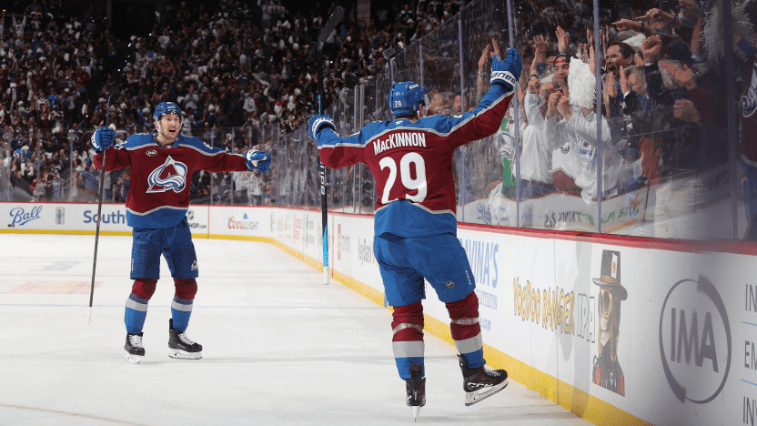 Nathan MacKinnon celebrates dramatic game-tying goal against Minnesota Wild in Game 5