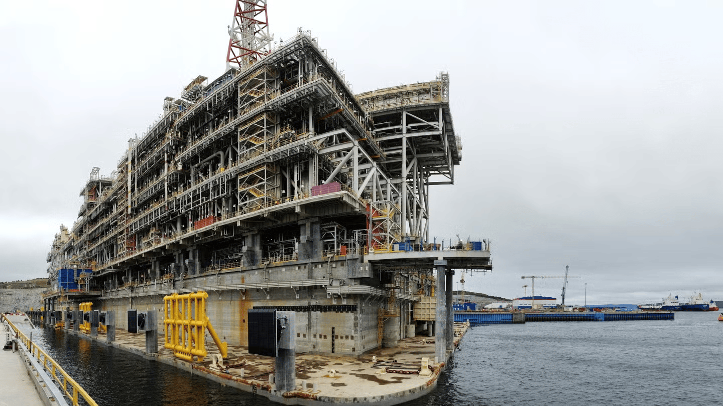 Russian LNG export terminal handling natural gas shipments in the Arctic region