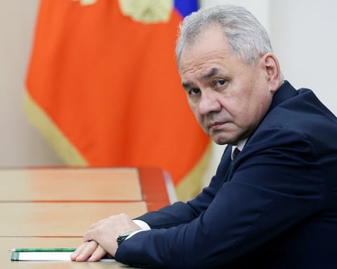 Sergei Shoigu speaks during the SCO security council meeting in Bishkek about Afghanistan security concerns