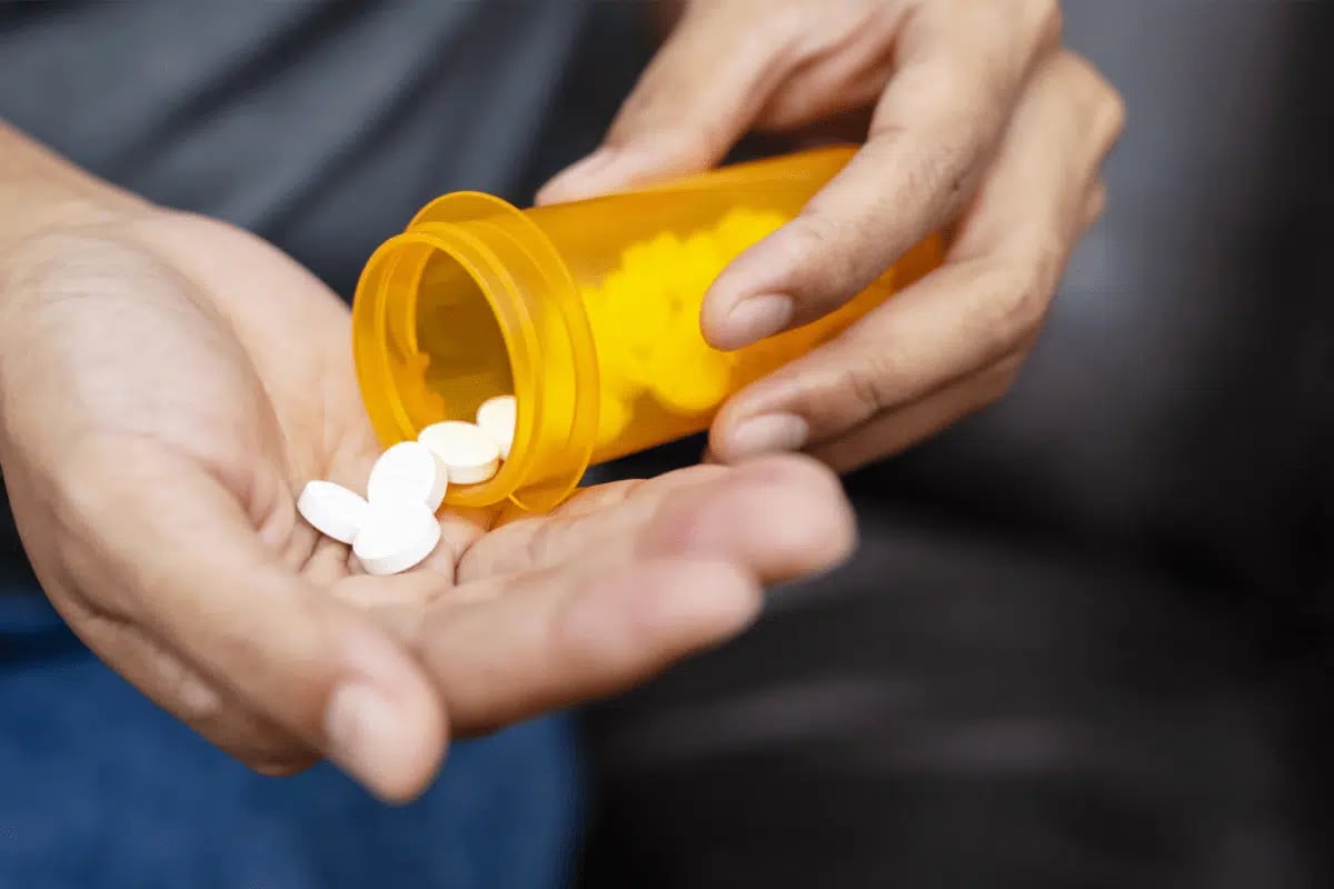 SSRIs antidepressant prescription bottles in a clinical pharmacy setting