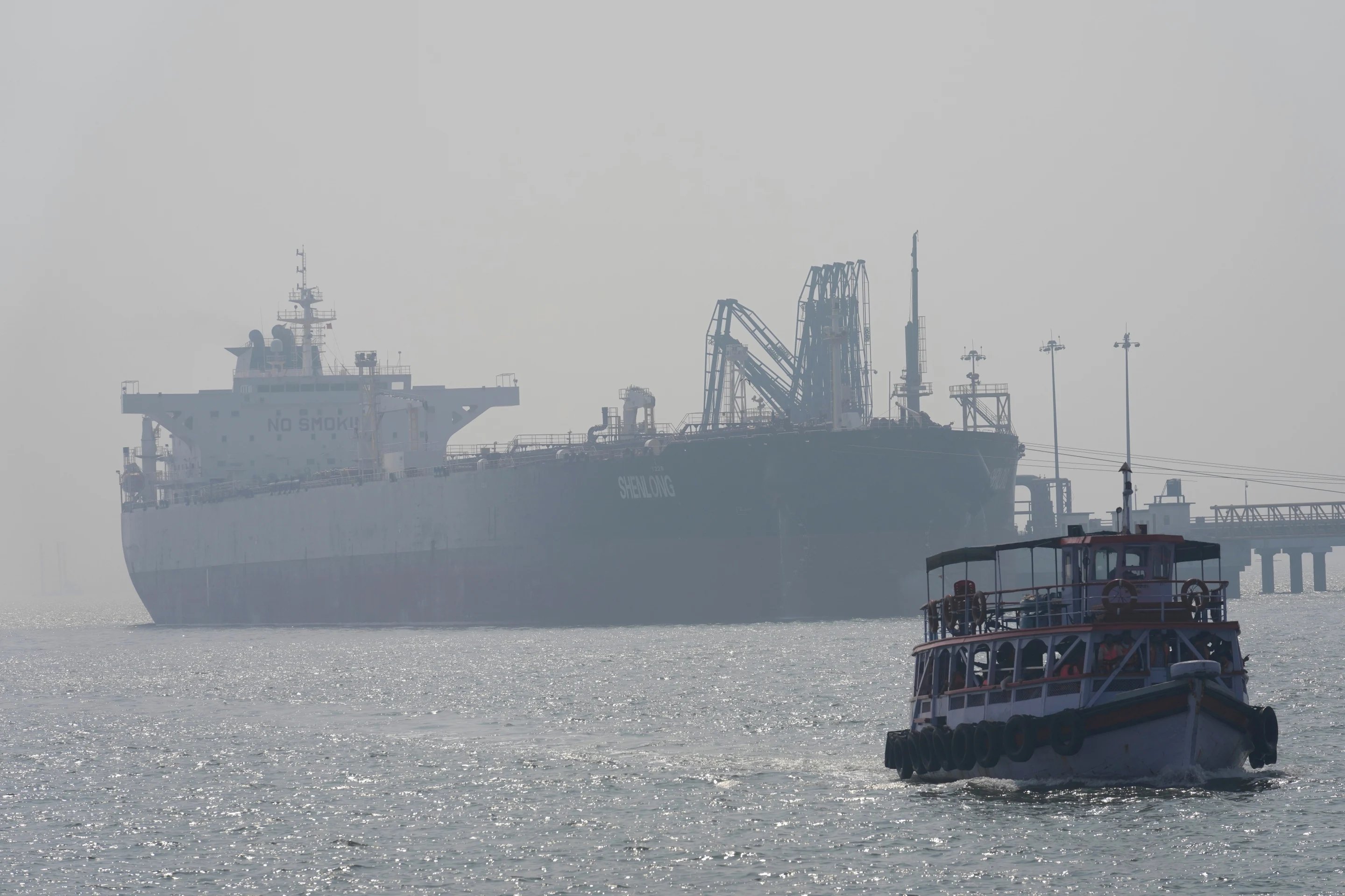 Oil tankers move through the Strait of Hormuz during heightened tensions between Iran and the US